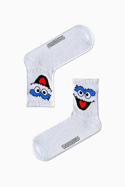 CARNAVAL SOCKS Πολύχρωμες αθλητικές κάλτσες με μοτίβο χαμογελαστού προσώπου