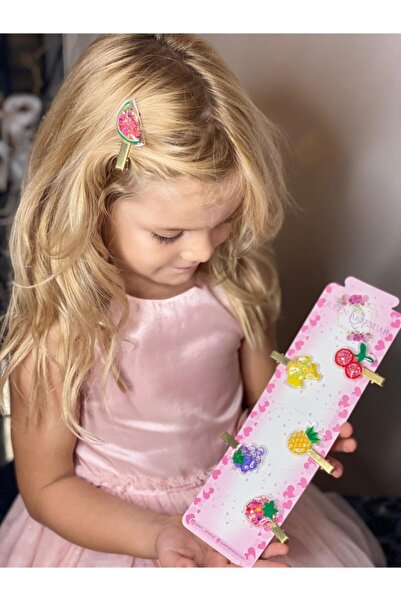 QUEEN AKSESUAR Κινητό σετ με παγιέτες με 6 αγκράφες με φρούτα Καρπούζι Ανανάς Φράουλα Μπανάνα Κεράσι Σταφύλια