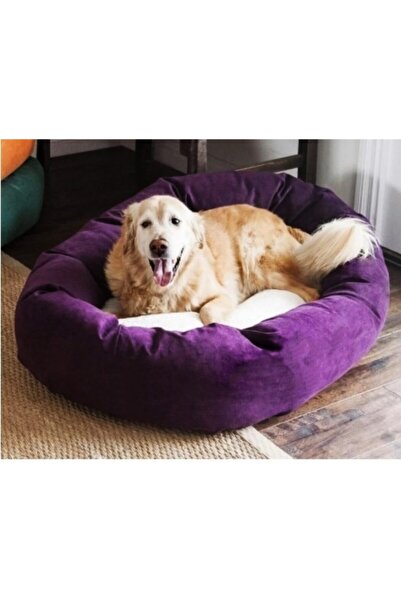 Patili Evler Büyük Boy Köpek Yatağı- Kemik Yastıklı- Mor- 70x90 Cm