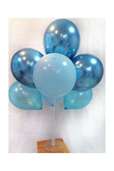 Parti dolabı 2 Pieces of 7 Balloon Stands and 14 Pieces of Chrome Blue - Pastel Blue - Metallic Blue Balloon Set
