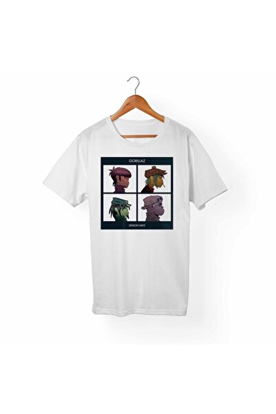Alfa Tshirt Unisex Beyaz Gorillaz T-shirt