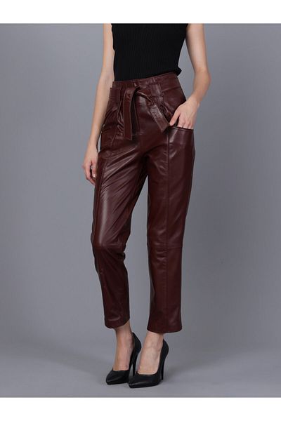 Basics&More Women's Plum Leather Pants