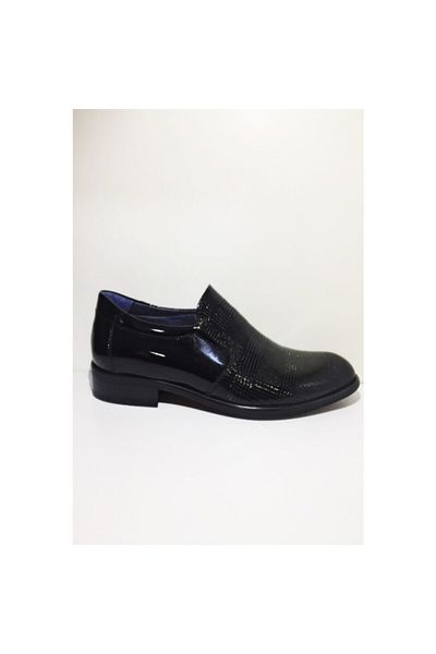 LUCIANO BELLINI Men's Black Patent Leather Classic Shoes 52748