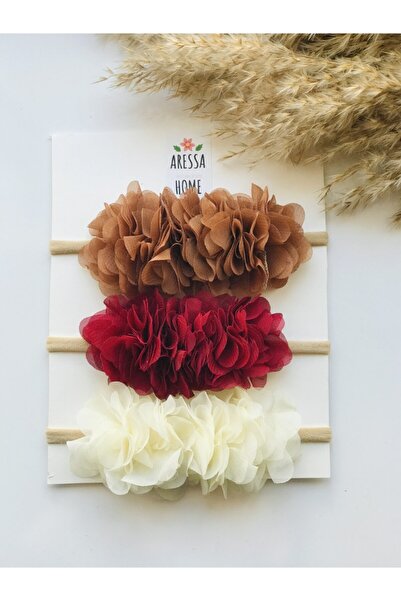 ÖZLEM BEBE مجموعة ربطات شعر باندانا ثلاثية مقطوعة بالليزر للفتيات الصغيرات