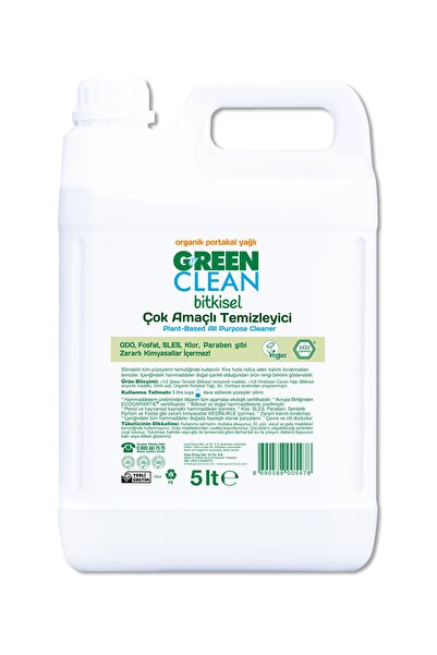 U Green Clean Bitkisel Çok Amaçlı Temizleyici Organik Portakal Yağlı 5 Litre