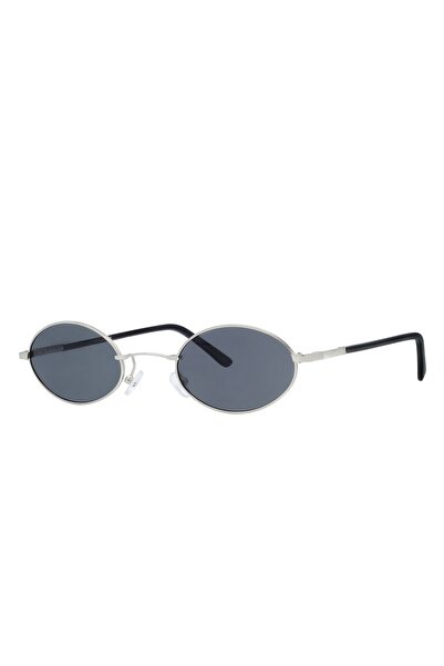 SANCHES Unisex Gümüş Füme Cam Polarize Oval Güneş Gözlüğü 6005