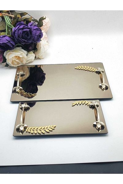 ZEKAAVM Gold Glass Tray