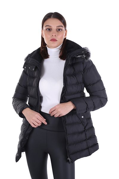 Brendon Women's Black Hooded Coat