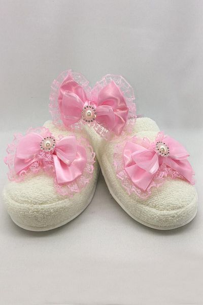 lohusahamile Women's Pink Bow Maternity Slippers and Crown Set
