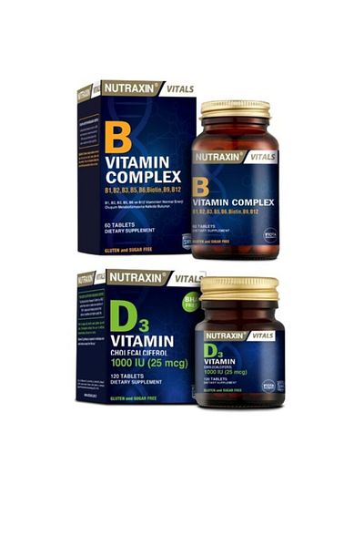 Nutraxin Vitamin D3 and B Vitamin Complex - 1000 Iu 120 Tablets + 60 Tablets