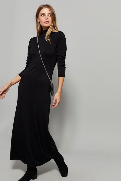 Cool & Sexy Rochie maxi neagră pentru femei pe jumătate pescar Yİ2006