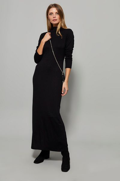 Cool & Sexy Rochie maxi neagră pentru femei pe jumătate pescar Yİ2006