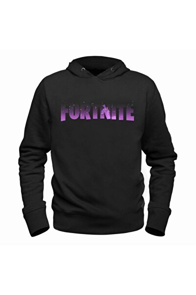 Alfa Tshirt Unisex Kids Black Fortnite Hooded Sweatshirt
