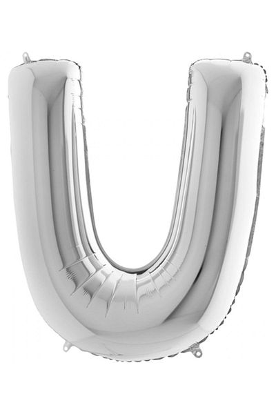 Big Party U Letter Silver Foil Balloon 102 Cm