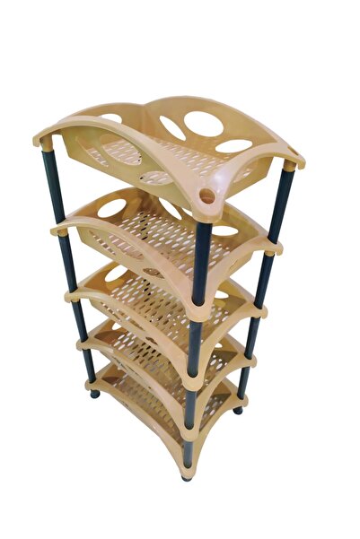 Mavis Sebzelik , 5 Katlı Plastik Sebzelik - Bej , Mutfak Düzenleyici , Organi...