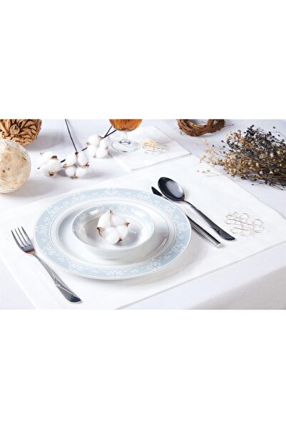 Elioure 2-Piece Embroidered Linen Effect American Service, Ecru, Stylish and Elegant Design