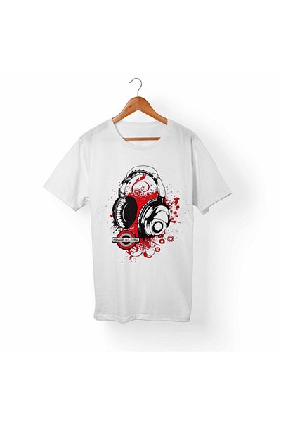 Alfa Tshirt Μπλουζάκι Unisex Λευκό Ακουστικό με στάμπα