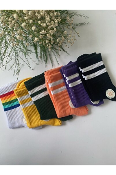 çorapdunyam Šarene prugaste unisex teniske čarape za fakultet - Set od 6 koma...
