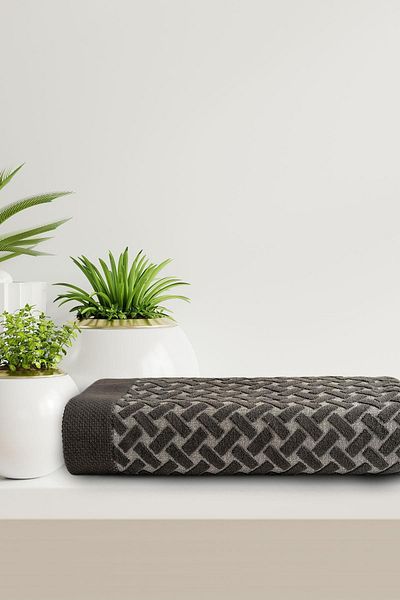 Upline Perla Anthracite-white Bath Towel (80x160)0)