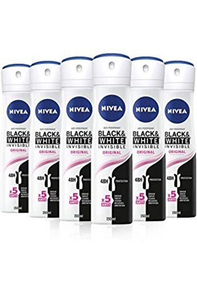 NIVEA Invisible For Black&white Clear Kadın Deodorant 150ml X 6 Adet