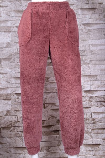 Baveno Γυναικείο μονό παντελόνι Dusty Rose βελούδινο με κορδόνι