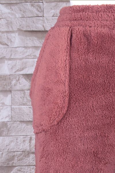 Baveno Γυναικείο μονό παντελόνι Dusty Rose βελούδινο με κορδόνι