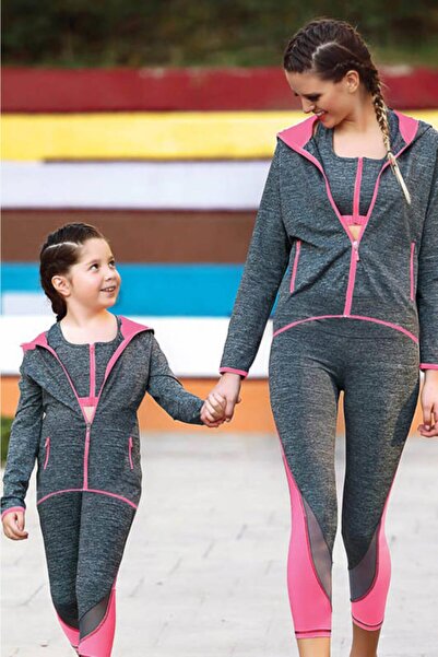 GALLİPOLİ Kadın Gri Melanj Garnili Tül Detaylı Sporcu Takım 9324