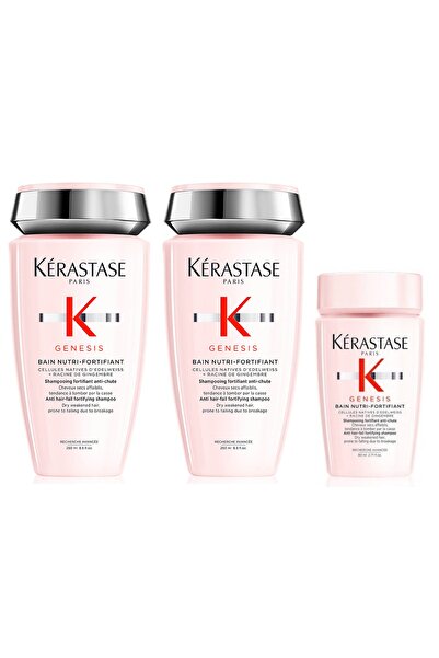 Kerastase Genesis Bain Nutri-fortifiant Şampuan 250ml X 2 ve  Bain Nutri-fortifiant Seyahat Boy Şampuan 80 ml