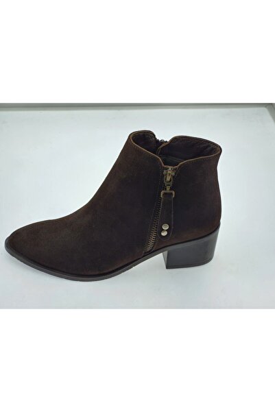 VİNİCCİ AYAKKABI Women's Genuine Leather Brown Suede Boots