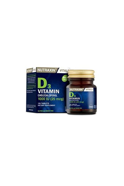 Nutraxin Vitamin D3 120 Tablets - for Bone and Muscle Development