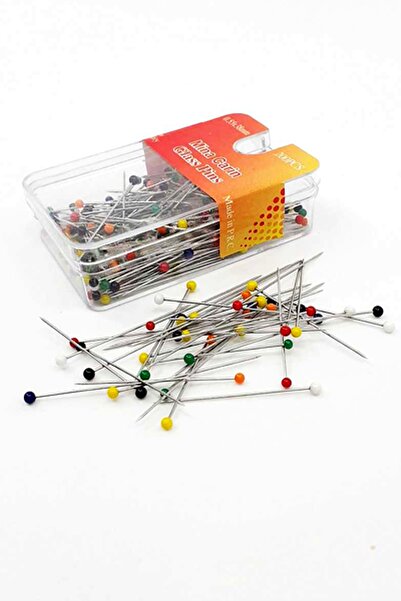 DikkatKesil Renkli Cam Başlı Toplu Iğne 38 Mm 200'lü