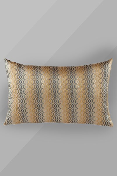 Mürdüm Perde Dekoratif Geometrik Desenli Kırlent 35x55 Cm