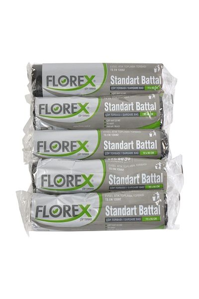 Florex Black Standard Battal Garbage Bag 5 Rolls 72X95 cm