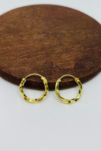 Artuklu Telkari 925 Ayar Gold Kaplama Kadın Burgu Gümüş Küçük Boy Halka Küpe 15 Mm