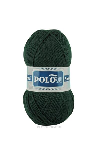 Polosu ( 5 قطع ) سيستا سوفت 227 خيوط محبوكة يدويًا باللون الأخضر الداكن سترة سترة خيط وشاح سترة