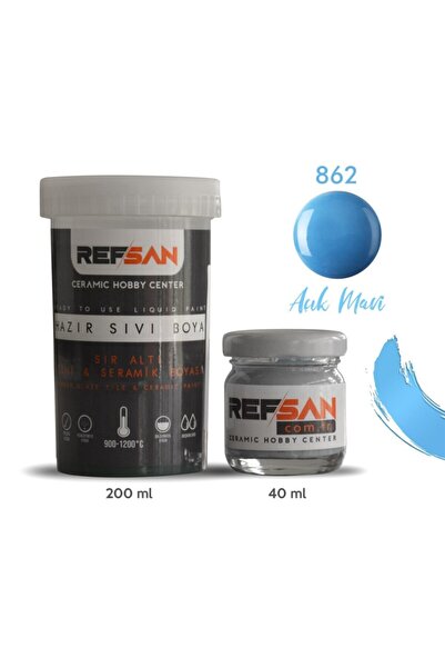 Ref-San Hazır Çini Ve Seramik Boyası 862 Turkuaz - Açık Mavi - Boncuk Mavi - ...