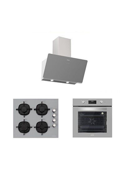 Silverline Gri Cam Ankastre Set (3457 Soho 60+CS5335S01+BO6502S02)