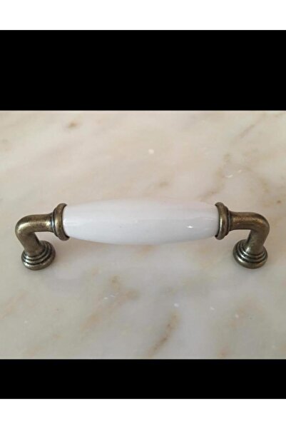 HAN POLİMER Düz Beyaz 96mm Lüks Kulp Antik Sarı