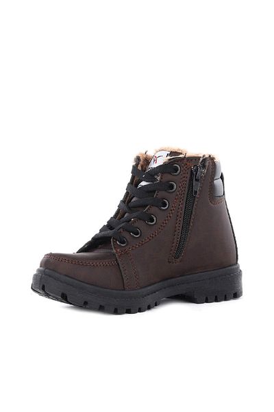 Extrem Μπότες Unisex καφέ μάλλινη επένδυση με φερμουάρ
