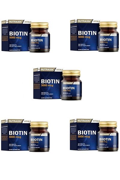 Nutraxin Adults Food Supplement Biotin 30 Tablets 5 Pieces