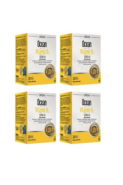 Orzax D3 Vitamin Seti  Vitamin D3 1000 Iu Sprey 20 Ml X4 Adet