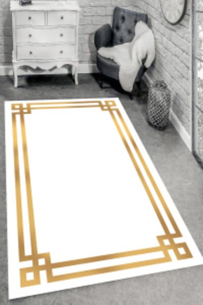 MODANOİVA Beyaz Portre Çerçeve Desenli Dijital Baskılı Halı-mrc1516