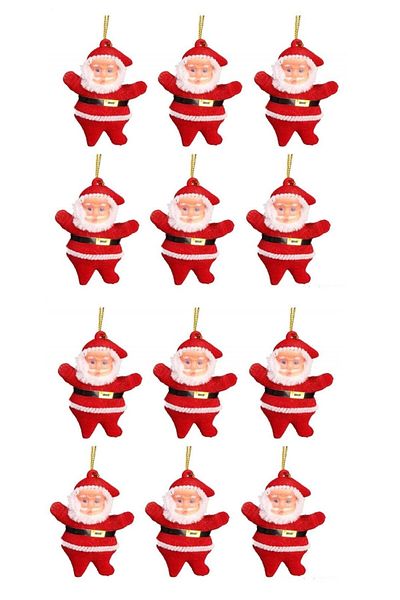 Sezy Christmas Pine Tree Ornament Decoration Santa Claus Figure 12 Pieces