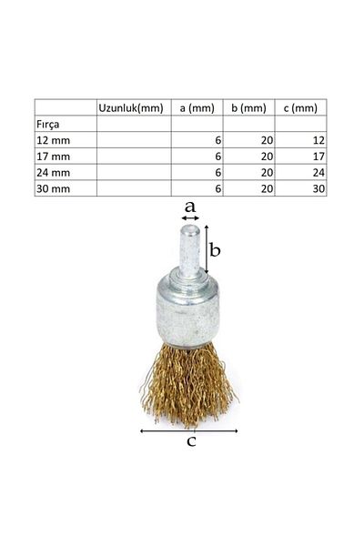 UGR 4 Pumple Pen, Wire Brush Set - Drill Compatible - 12-17-24-30 mm Dirt Rust Removal