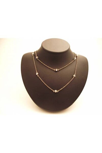 Aşina Gümüş Yeni Yıl Hediyesi Elmas Montür Taşlı Zincir Kolye