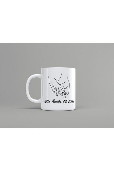 VizyonHediye A White Life Hand in Hand Lover Mug
