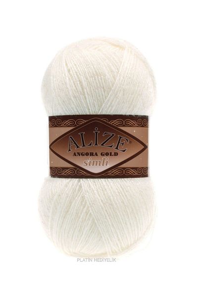 Alize (5 τεμάχια) Angora Gold Glitter 62 Cream Πλεκτά Χέρια Νήματα Γιλέκο Ζακέτα Κλωστή Πουλόβερ