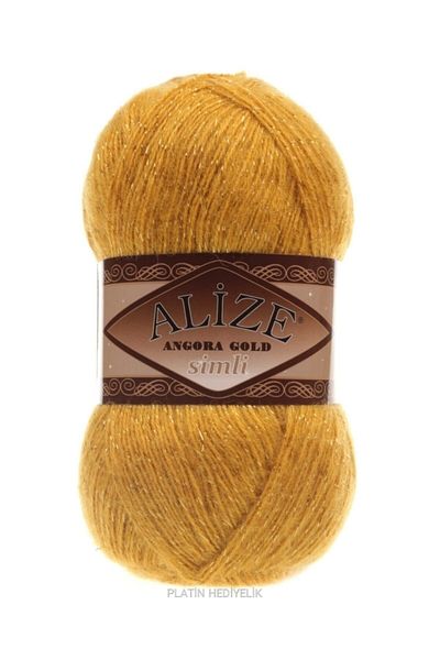 Alize ( 5 قطع ) أنجورا جولد لامع 2 خيوط منسوجة يدويًا من الزعفران سترة سترة خيط وشاح سترة