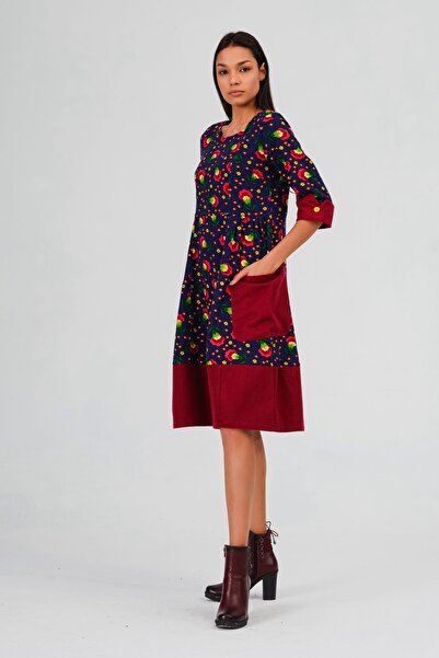 İna Divitin Pazen'den Cepli Kolu Manşetli Kışlık Pazen Elbise