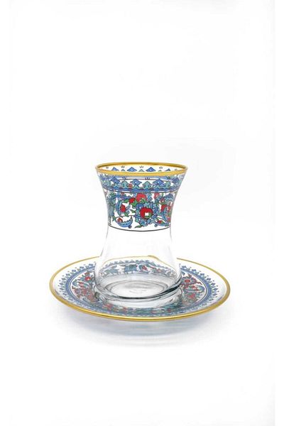 ÖzcamKristal 12 Piece 6-Person Tea Set with Ottoman Motifs